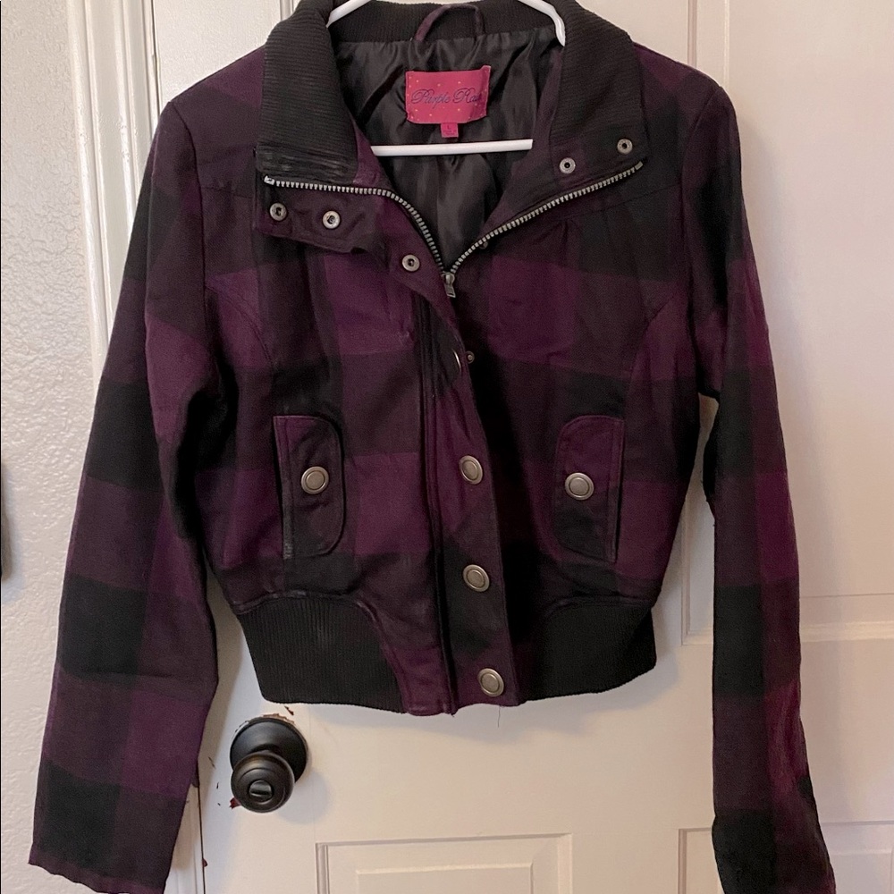Purple & Black Adorable Crop Jacket